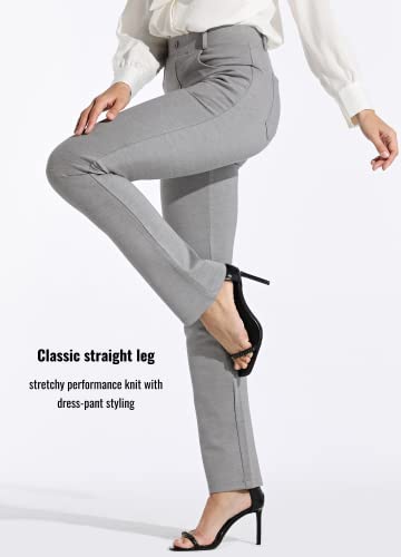 Willit 31" Women's Dress Yoga Pants Stretchy Work Slacks Office Casual Straight Leg Belt Loops Trousers Petite Fit With 4 Pockets Charcoal Light Gray L #TOP1