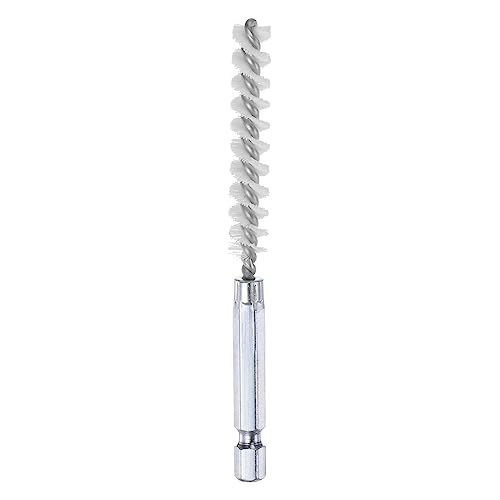 HARFINGTON Nylon Bore Brush 8mm Dia 4" Long Cleaning Twisted Wire Brush with Handle 1/4" Hex Shank for Tubes, Ports, Bearings