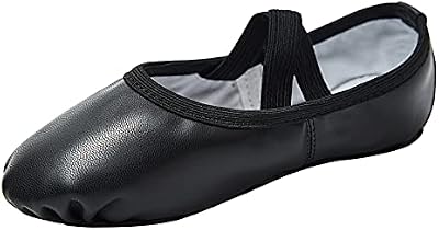 Stelle Girls Soft Leather Ballet Shoes Dance Slippers Black
