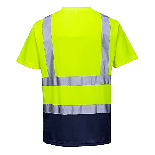 Portwest S378 Two-Tone Reflective Safety Workwear T-Shirt Yellow/Navy, Large #TOP1