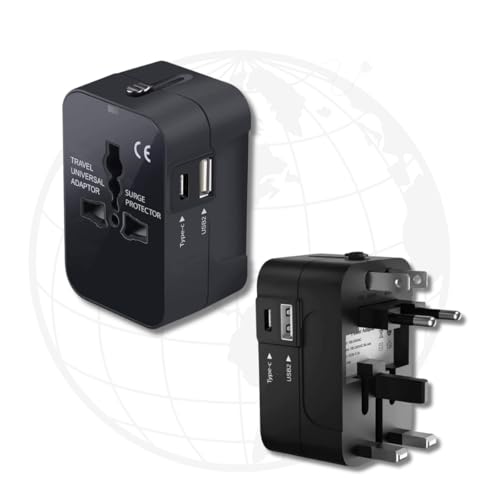 Adaptador De Tomada Universal 2 Saídas: USB + USB-C (PD), Para Até 150 Países, Usb 3.0, EUA, JP, UK,