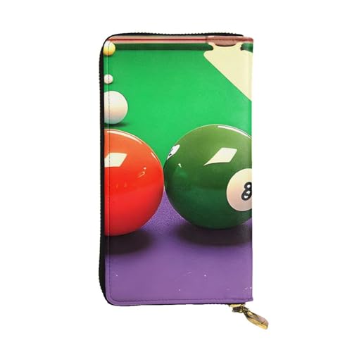 Color Billiards Prints Leather Long Clutch Wallet for Fashionable Girls and Women - Durable, Stylish, and Functional, Black, One Size