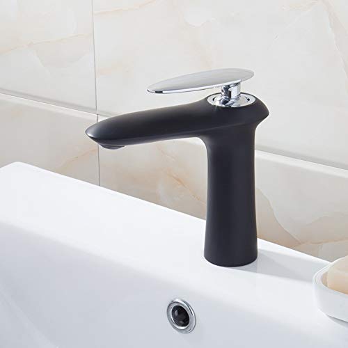 Grifo de lavabo blanco de un solo orificio con mezclador de agua fría y caliente para baño 6