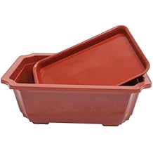 Kisangel Large Rectangular Bonsai Pot, Plastic Planter Pots with Trays Practical Flowerpot Window Box for Flower Plant Container