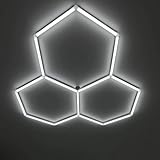  Éclairage De Garage LED Hexagonal, Plafonnier LED Nid D\'abeille,Lampe De Garage Hexagonale,1 À 8 Trous Au Choix, Adaptés Aux Garages, Lave-Autos, Salles De Fitness Ou Centres Commerciaux,etc-3 holes A
