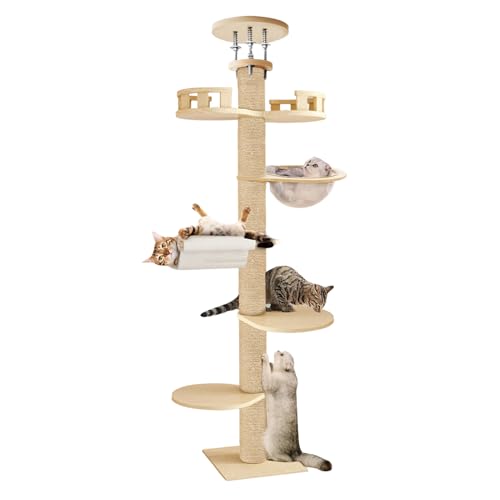 2,9-3,15m Arbre a Chat du Sol au Plafond, Arbre à Chat Réglable en...