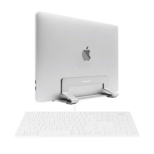 Macally Slim Wired Keyboard and an Adjustable Vertical Laptop Stand, Universally Designed for Every Laptop!