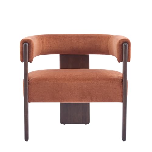 Christopher Knight Home Nettie Modern Accent Chair for Living Room, Velvet Fabric Single Lounge Sofa Chair with Wooden Frame, Comfy Reading Chair for Bedroom, Lounge Armchair with Cushion,Burnt Orange by Christopher Knight Home - Image 2