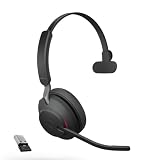 Jabra Evolve2 65 Wireless PC Headset – Noise Cancelling, Ottimizzato per Microsoft Teams, USB-A dongle, Nero, Mono
