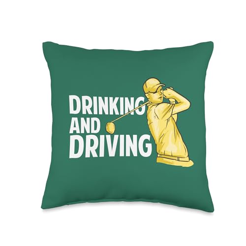Golfing Quote Drinking And Driving Funny Golf Trip Golfer Throw Pillow