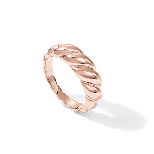 PAVOI 14K Rose Gold Plated Croissant Ring Twisted Braided Gold Plated Ring | Chunky Signet Ring | Size 9