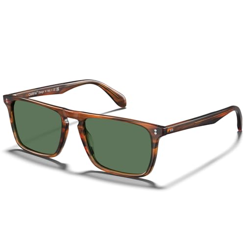 CARFIA Retro Polarized Sunglasses for Men UV Protection Hand-crafted Acetate Frame Fashion Cool Sun Glasses Green Lens by Carfia - Used condition - CA$27.45