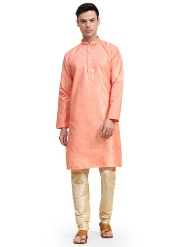 Kurta pyjama orange en taille S pour homme robe ethnique chic