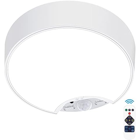 BLS Motion Sensor Ceiling Light with Remote, Battery Operated Light, 120 LED Closet Light Motion Activated, Battery Powered Wireless Lights for Shed Laundry Stairs Garage Bathroom Shower Porch 400 LM Cover