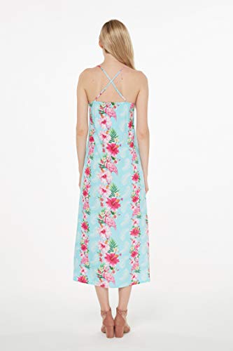 Image of Hawaii Hangover Family Matching Clothes, Pink Hibiscus Vine Turquoise | Family matching Hawaiian outfits, Pink Hibiscus Vine Turquoise, lightweight rayon, machine washable, tropical floral print