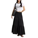Michael Kors Women's Poplin Smocked Maxi Skirt/Black, Large