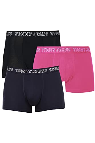 Image of Tommy Hilfiger Tommy Jeans Varsity Cotton Essentials Trunk 3 Pack - Twilight/Laser Pink/Black Large Multicolour