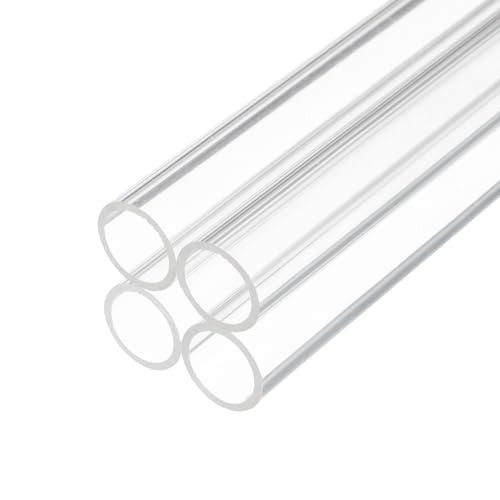 Rebower 4 Stück Transparent Rohr, ID 16mm OD 20mm LÄNGE 250mm Acryl Kunststoffrohr für Lampenbau, Stehlampen, Möbel