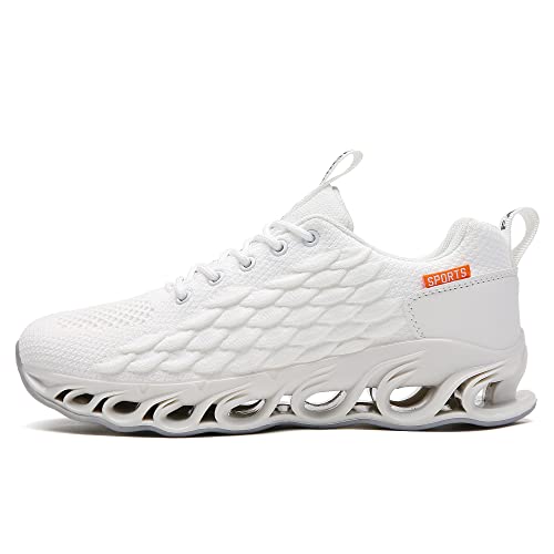 Tsiodfo Men Tennis Shoes Size 10.5 For Men Walking Shoes Mesh Breathable Gym Trail Athletic Tennis Shoes Fashion Sport Road Running Jogging Shoes White #TOP1