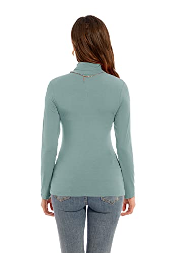 Image of Womens Long Sleeve Turtleneck T-Shirts Casual Lightweight Slim Fit Cozy Base Layer Top