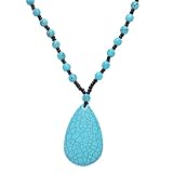 AMBEERT Turquoise Necklace, Women's Boho Costume Jewellery, Blue Turquoise Stone, No Metal, Unisex, Boho Style for Women