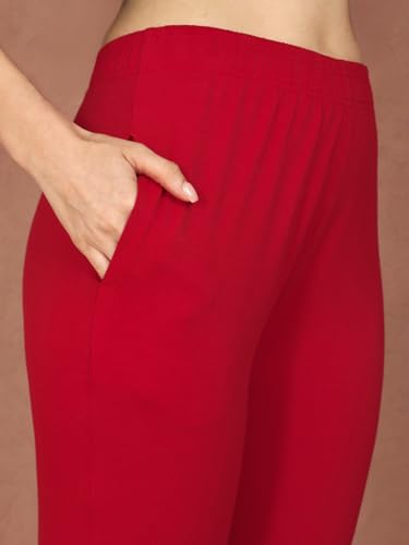 Image of TWIN BIRDS Regular Fit Cotton Blended Fabric Sleek Ethnic Knitted Kurti Pant with Functional Pocket for Women
