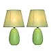 All The Rages LT2009-GRN-2PK Simple Designs Mini Egg Oval Ceramic Table Lamp 2 Pack Set44; Green
