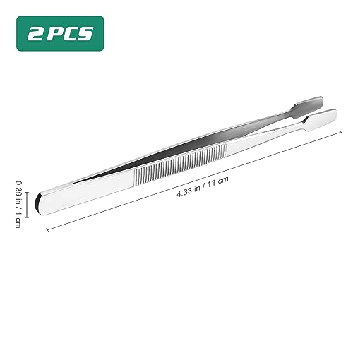 SUPVOX 2Pcs Stainless Steel Stamp Tweezers with Spade Tips for Collectors Ideal for Stamps Beads, Jewelry - Image 3