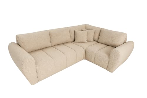 Sofello Ecksofa Lusso – modernes Ecksofa mit Schlaffunktion und Bettkasten, Schlaffläche: 200 × 130 cm, (Quelle 05 - beige)