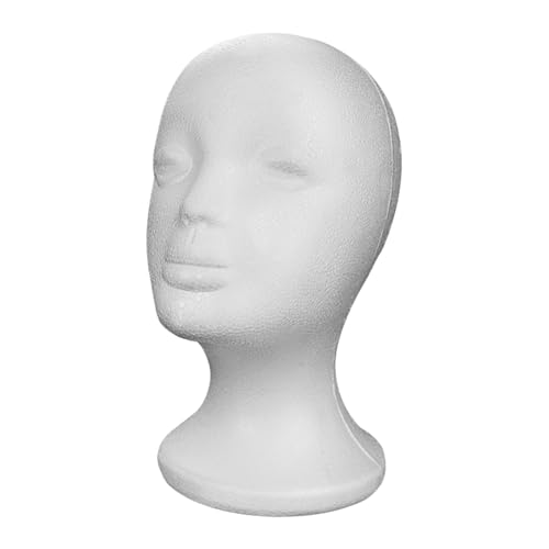 Yumneo Support de perruque de mannequin féminin | Support de tête de mannequin en mousse | Mannequin femme en polystyrène blanc tête d'affichage pour perruques, chapeaux, lunettes de soleil