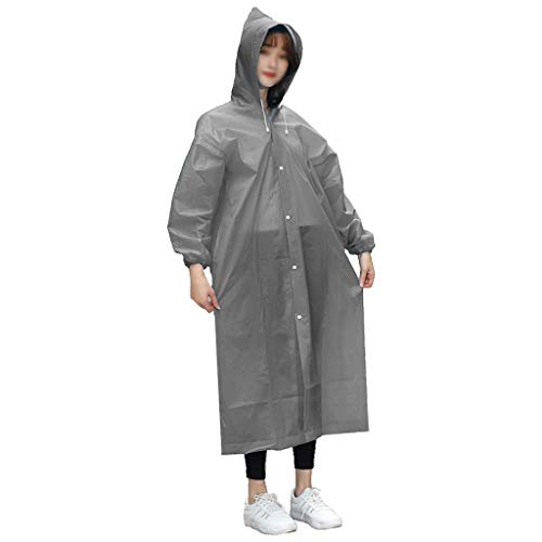 Preisvergleich Produktbild EWQG-Pfanne Regenponcho Unisex Tragbarer Wasserdichter Regenmantel Eva Wiederverwendbarer Regencape für Reisen, Reisen, Festivals, Konzerte -AA Schutz Overall (Farbe : Grau)