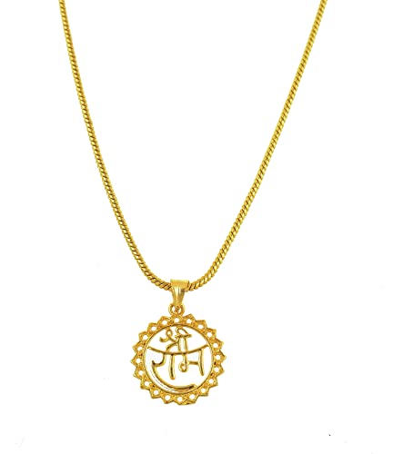 Image of Handicraft Kottage One Gram 22K Gold Plated Chain With Pendant Traditional Pendant Chain For Women And Girls Fashion Jewelley For Wedding, Party & Daily Wear