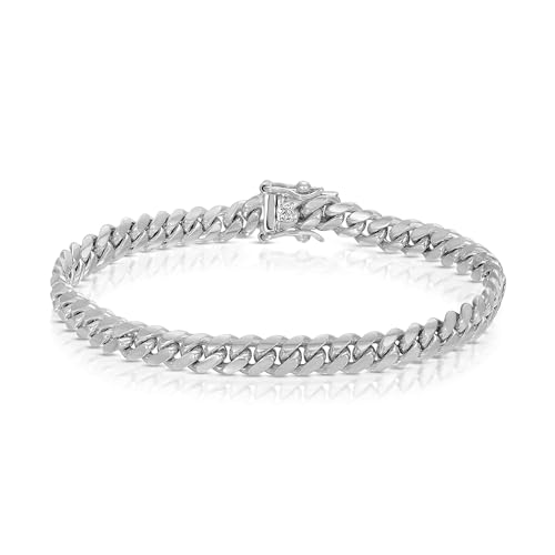 Cadena Cubana 6mm 14K Oro Blanco Acero Inoxidable miniatura 1