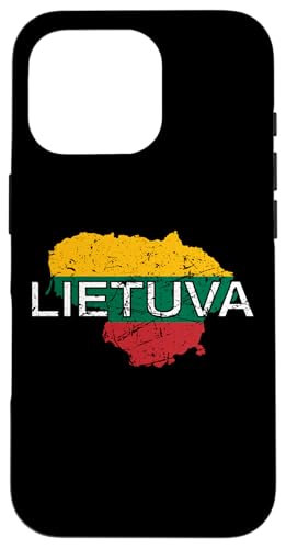 Carcasa para iPhone 16 Pro Bandera lituana Lietuva envejecida para hombres, mujeres y niños