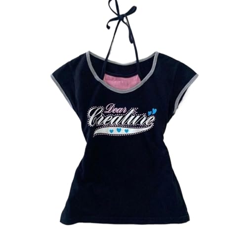 Image of Kawaii Cutecore Harajuku Y2k 2000s Tops Summer Preppy Aesthetic Alt Goth Emo Short Sleeve Graphic Tees