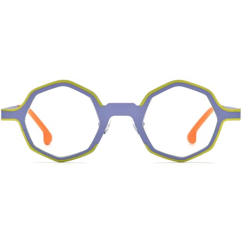 Image of FONEX Colorful Pure Titanium Glasses Frame Women Retro Round Eyeglasses