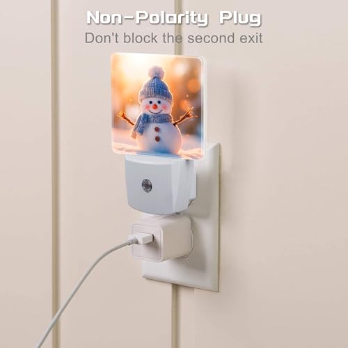 Image of Cute Winter Snowman Night Light, Christmas Snowman in The Sun Dusk to Dawn Night Light Plug in,0.5w Energy Saving Sleep Friendly NightLight for Kids Boys Girls Home Decor