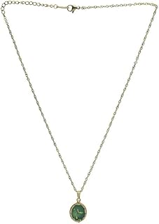 Stainless Steel Necklace With Double Styles For Girl - Gold Green