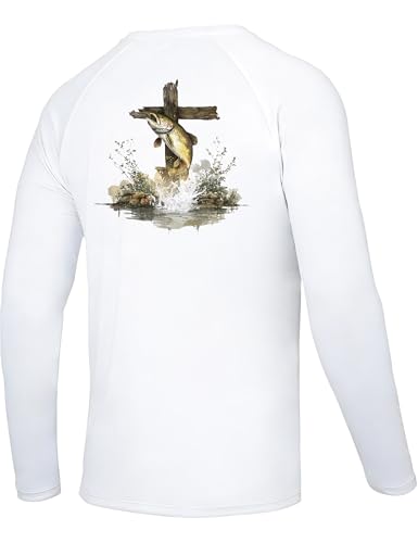Image of Men's Rash Guard Long Sleeve, UPF 50+ UV Protection Sun Shirt, Quick Dry Lightweight T-Shirt for Fishing Swim Surf