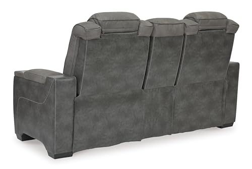 Signature Design by Ashley Next-Gen DuraPella Power Reclining Loveseat with Adjustable Headrest and Storage Console, USB Charging, Water Repellent Faux Leather, Gray by Signature Design by Ashley - Image 7
