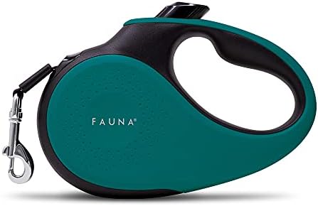 Fauna Teal Retractable Dog Lead with FREE lead extender, 5m 16ft Extending Tangle-Free, Heavy Duty Green Puppy Tape Leash up to 50kg