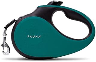 Fauna Teal Retractable Dog Lead with FREE lead extender, 5m 16ft Extending Tangle-Free, Heavy Duty Green Puppy Tape Leash up to 50kg