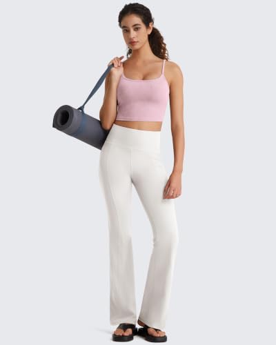 G4Free Fitness Tops for Women Sqaure Neck Adjustable Spaghetti Straps Padded Breathable Comfy Soft Low Impact Yoga Crop Tops(Blush,M) — view 6