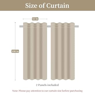 Loom and Mill Luxury Jacquard Curtains for Bedroom, Beige Damask Curtains 2 Panels with Tiebacks, Elegant Window Curtain for Living Room Holiday Banquet Decor(52”Wx 108”L, 2 Panels)