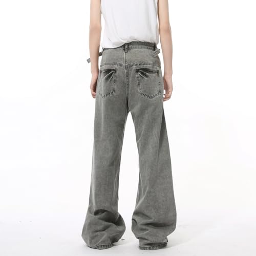 Men's Denim Jeans Vintage Straight Leg Belt Loop Relaxed Loose Commuter Weekend Pants for Men3