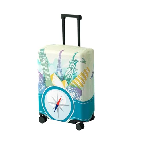 Image of HOKIPO 220gsm Durable and Washable Suitcase Covers for Trolley Suitcase, Medium (21-22inch) - Skyline Compass (AR-6344-D2)