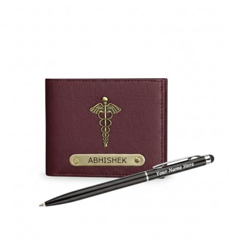 Image of Personalized Leather Wallet for Men | Leather Passport Cover Holder for Men & Women | Customized Gifts with Name & Charm | Gift for Boys, Husband, Brother (Wallet, Jet Brown Wallet with Free Pen)