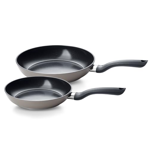 Fissler Essential/Keramik-Pfannen Set 24 cm & 28 cm – hergestellt ohne PFAS/PTFE – nachhaltige beschichtete-Bratpfanne aus recyceltem Aluminium – induktionsgeeignet, Made in Germany