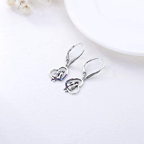 Jack and Sally Earrings Sterling Silver Infinity/Family/Red Heart/Infinity/Jack and Sally/Love Heart Nightmare Gifts Jack and Sally Christmas Gifts Skull Leverback Earrings Jewelry Birthday Gifts for Women Wife Daughter