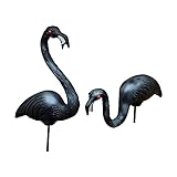 Union Products 62363 Outdoor Original Iconic Featherstone Weather Resistant 24 Inch and 34 Inch Zombie Flamingo Yard Lawn Ornaments, Set of 2, Black